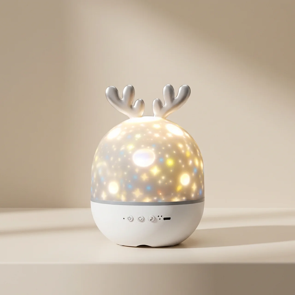 Decorative lamp with reindeer antlers on a beige background