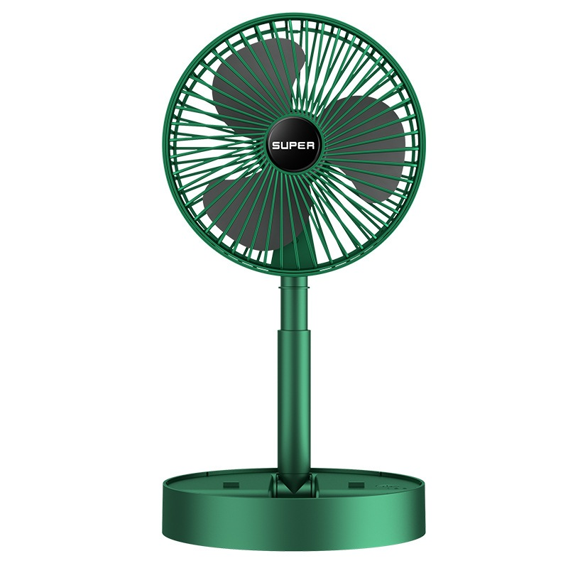 Green portable fan on a white background