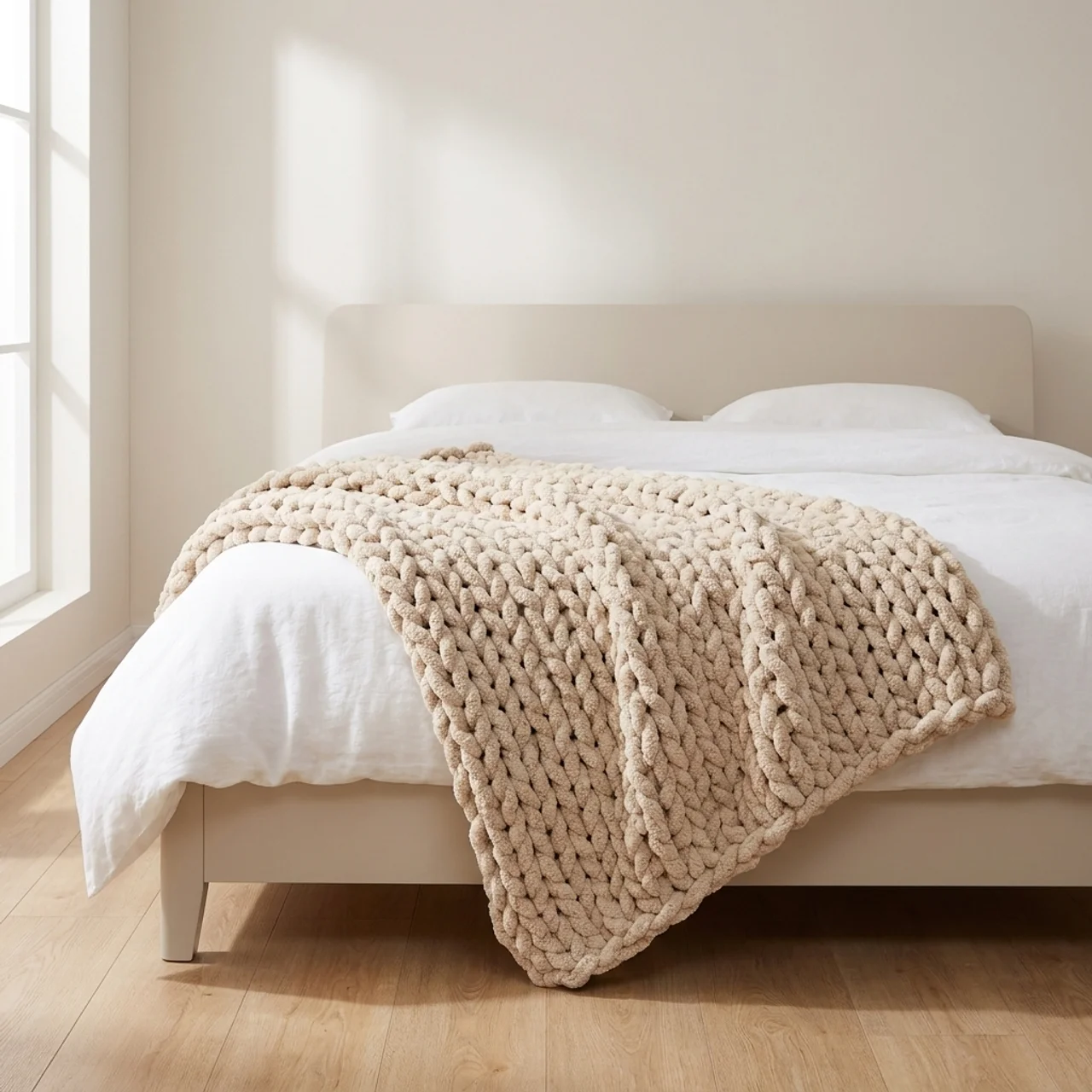 Cable Knit Throw Blanket Chunky Knit Blend Decorative