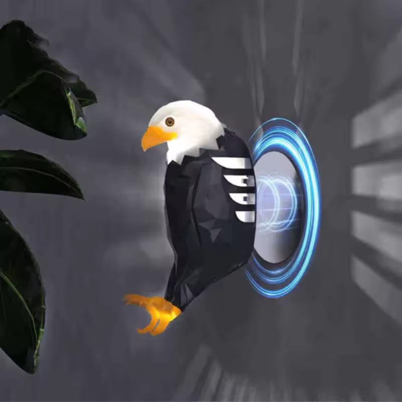 Digital illustration of an eagle with a futuristic blue energy field on a dark background