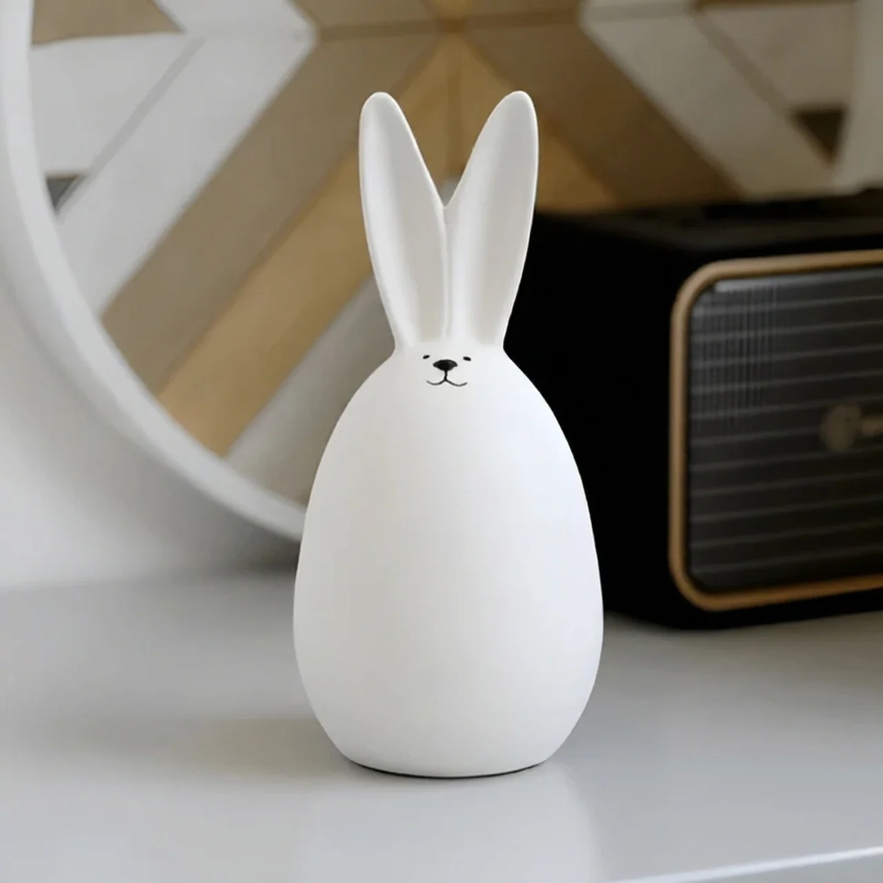 Bunny Figurine Minimalist White Decorative Accent