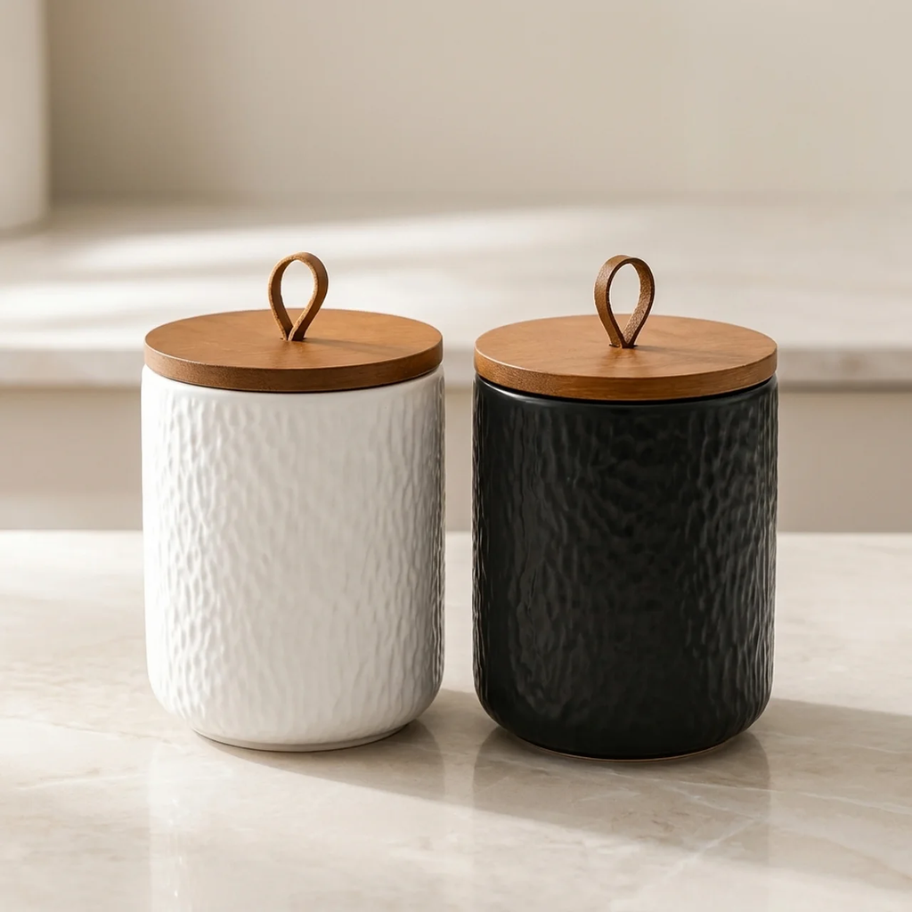 Airtight Kitchen Jar Rock Texture Finish Countertop Storage Container