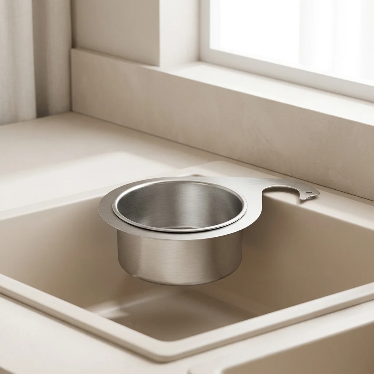 Sink Strainer with Fine Mesh Basket and Swan Holder for Standard Drain Openings