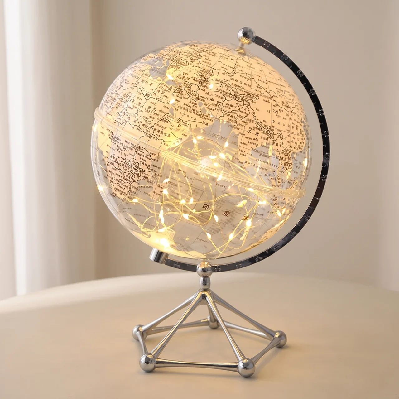 LED Rotating World Globe Lamp with Rotating Display and Warm LED Light