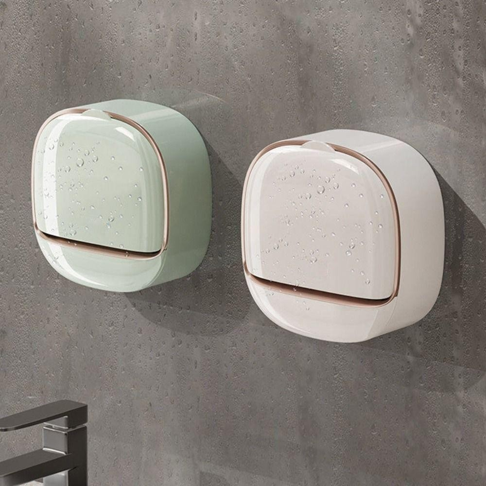 Wall Mounted Soap Dish with Draining Box Waterproof Bathroom Organizer