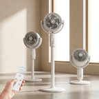 Motor Pedestal Fan Quiet Operation 90 Degree Oscillation Remote Control White