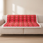 Holiday Red and White Pattern Thickened Cushion Protector for Sectional and Standard Sofas
