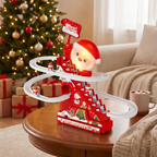 Santa Roller Coaster Track Motorized Christmas Toy with Music and LED Lights