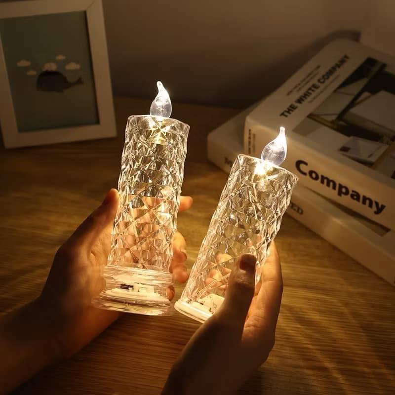 LED Crystal Candle Lights Color Changing Glitter Flameless Decorative