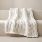 Knit Throw Blanket Chunky Knit Scandinavian Pattern Lightweight Indoor Cover