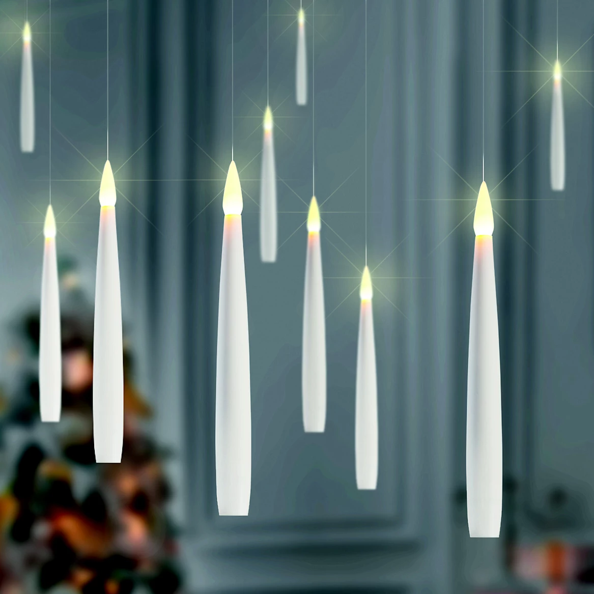 Floating LED Candle Set with Wand Remote and Warm White Light