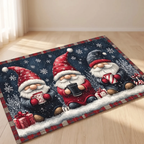 Holiday Doormat with Festive Gnome Design for Indoor Outdoor Entryways