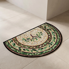 Botanical Vine Doormat Half Moon Leaf Pattern Front Door Entryway Mat