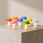 Solar Mushroom Garden Lights with Cracked Glass Cap and Detachable Solar Panel