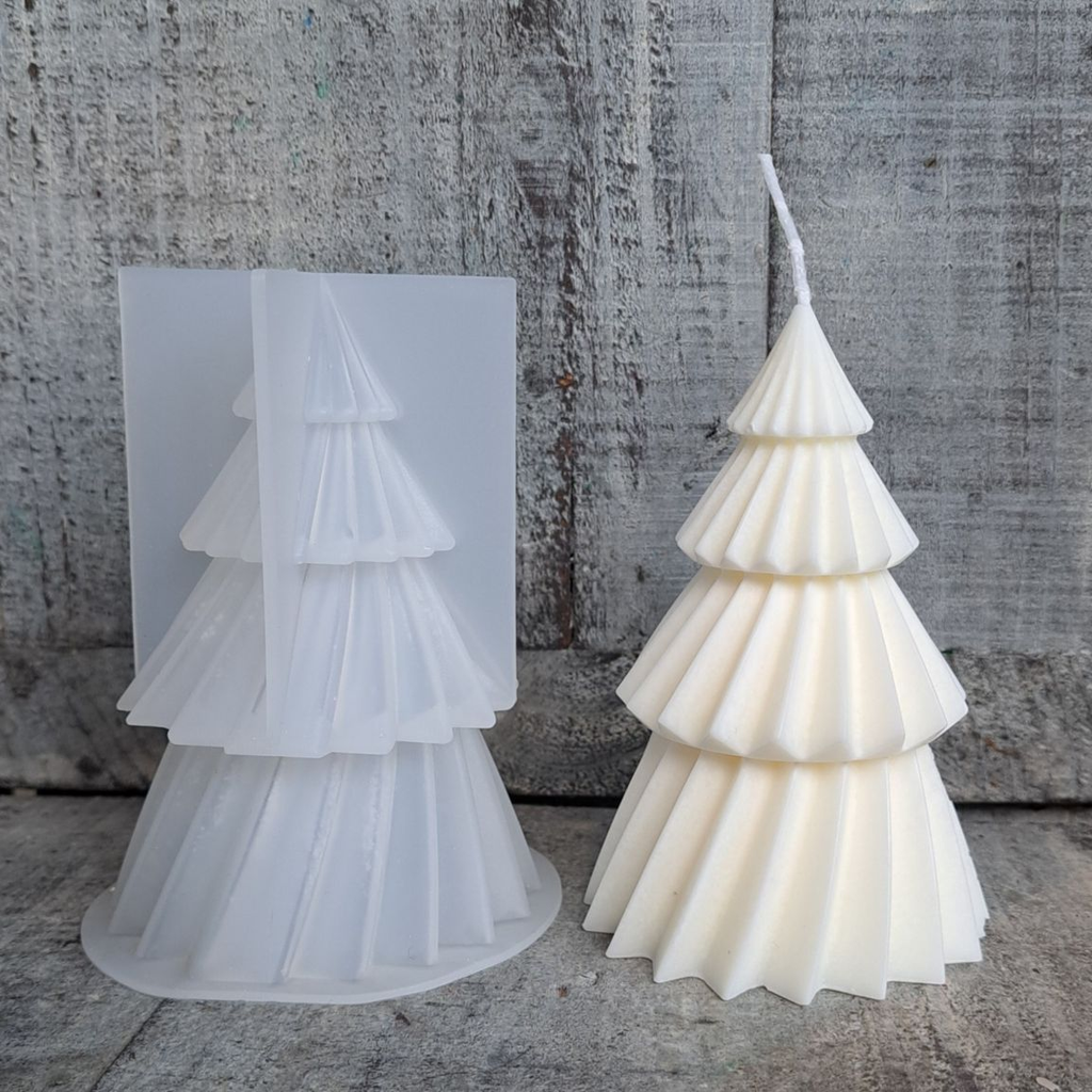 3D Pine Candle Mold Geometric Tree Shape for Candles Soap Resin DIY Crafts