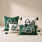 Christmas Tree Cushion Cover with Textured Design and Tassels