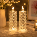 Faceted Crystal Look LED Candles Set of 4 Warm White Light
