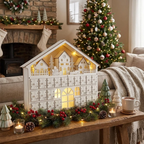 Wooden Advent Calendar with 24 Drawers and Warm LED Lights