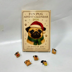 2026 Pug Christmas Countdown Calendar with 24 Mini Dog Figurines