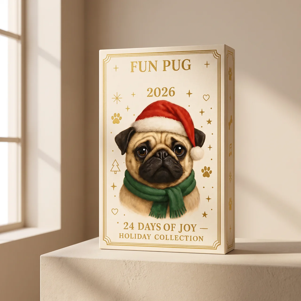 2026 Pug Christmas Countdown Calendar with 24 Mini Dog Figurines