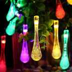 Solar LED String Lights 30 Teardrop Bulbs 8 Lighting Modes
