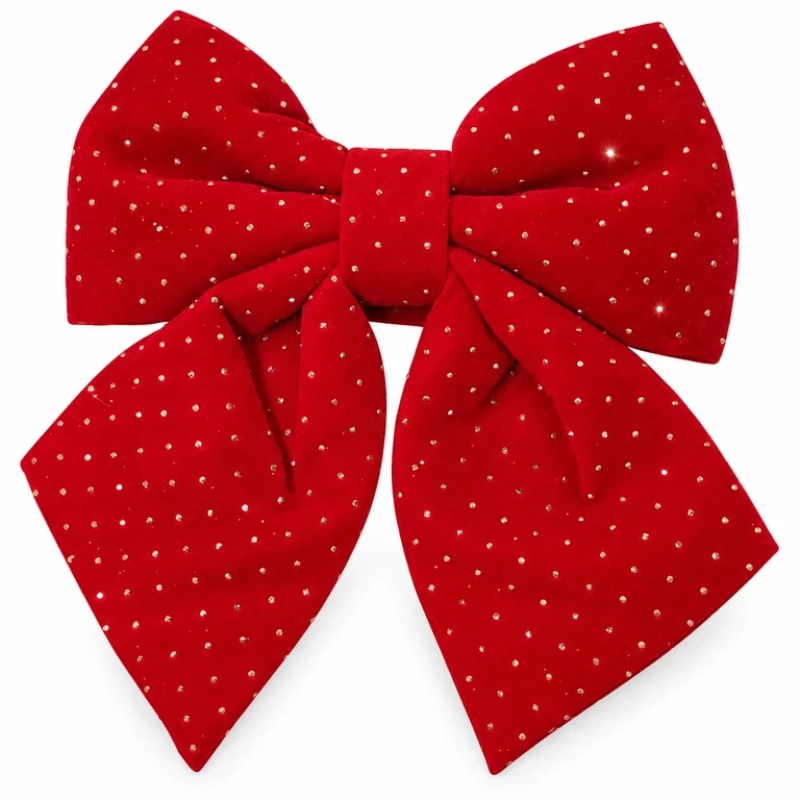 Decorative Polka Dot Bow 24.5 cm Fabric Christmas Gift Decor