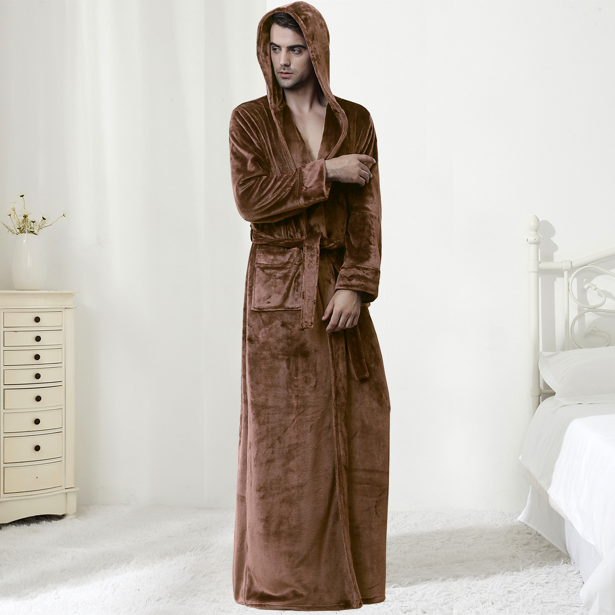 Men's Hooded Bathrobe – Soft Plush Robe for Warmth, Comfort & Relaxation 5