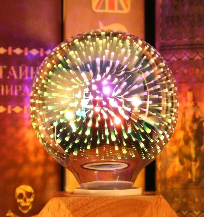 LED Bulb Glass 3D Starburst Firework Effect Multicolor