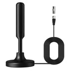 Black TV antenna with cable on a white background