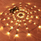 Decorative string lights arranged in a circular pattern on a textured surface.