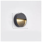 Wall-mounted outdoor light fixture with dimensions on a white background