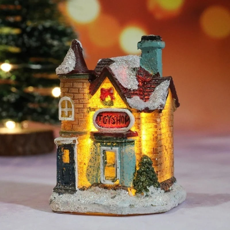 Christmas Village Set - 6 Hand-Painted Light Up Christmas Houses