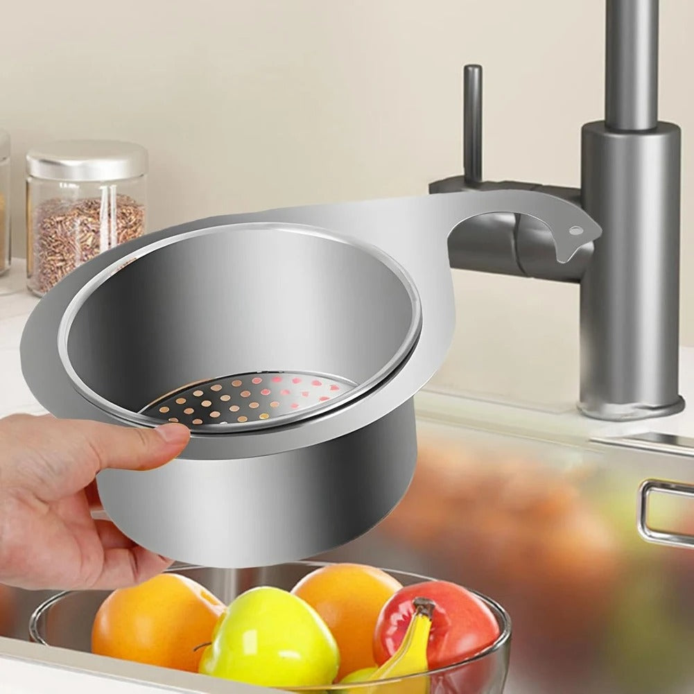 Sink Strainer with Fine Mesh Basket and Swan Holder for Standard Drain Openings