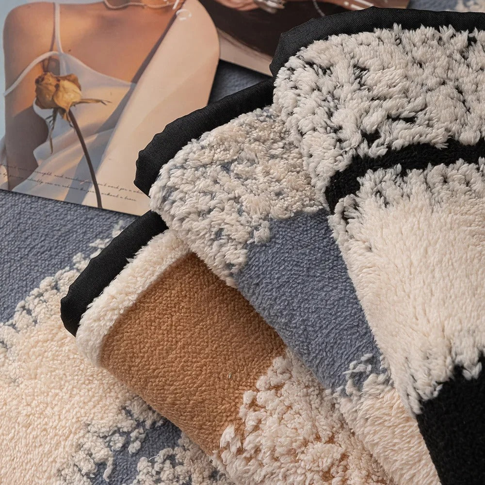 Folded textured blanket with a blurred background