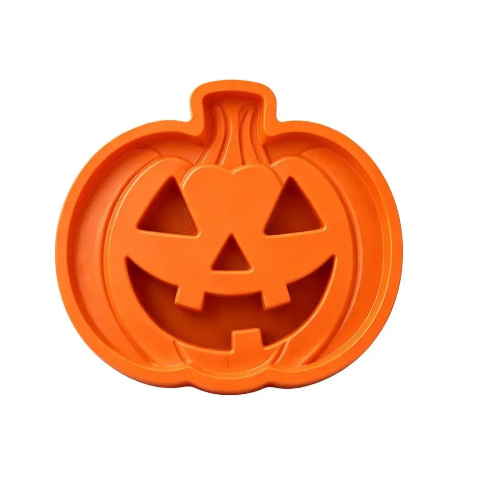 An orange pumpkin-shaped cookie cutter or mold with a jack-o'-lantern face, shown on a white background with dimension lines indicating a width and height of 40cm (15.7 inches).