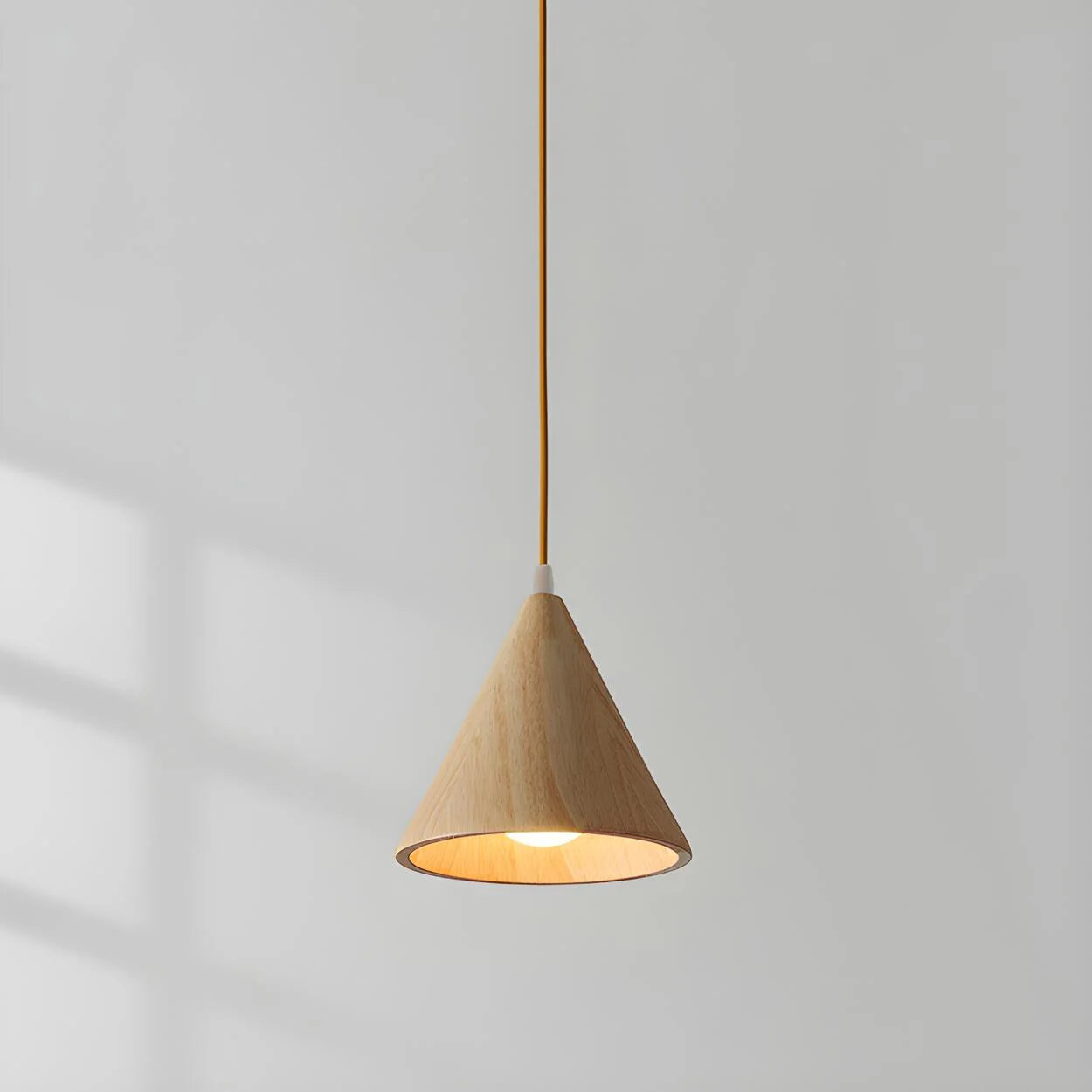 Pendant Lamp Wood Cone Three Head Linear Design LED Compatible