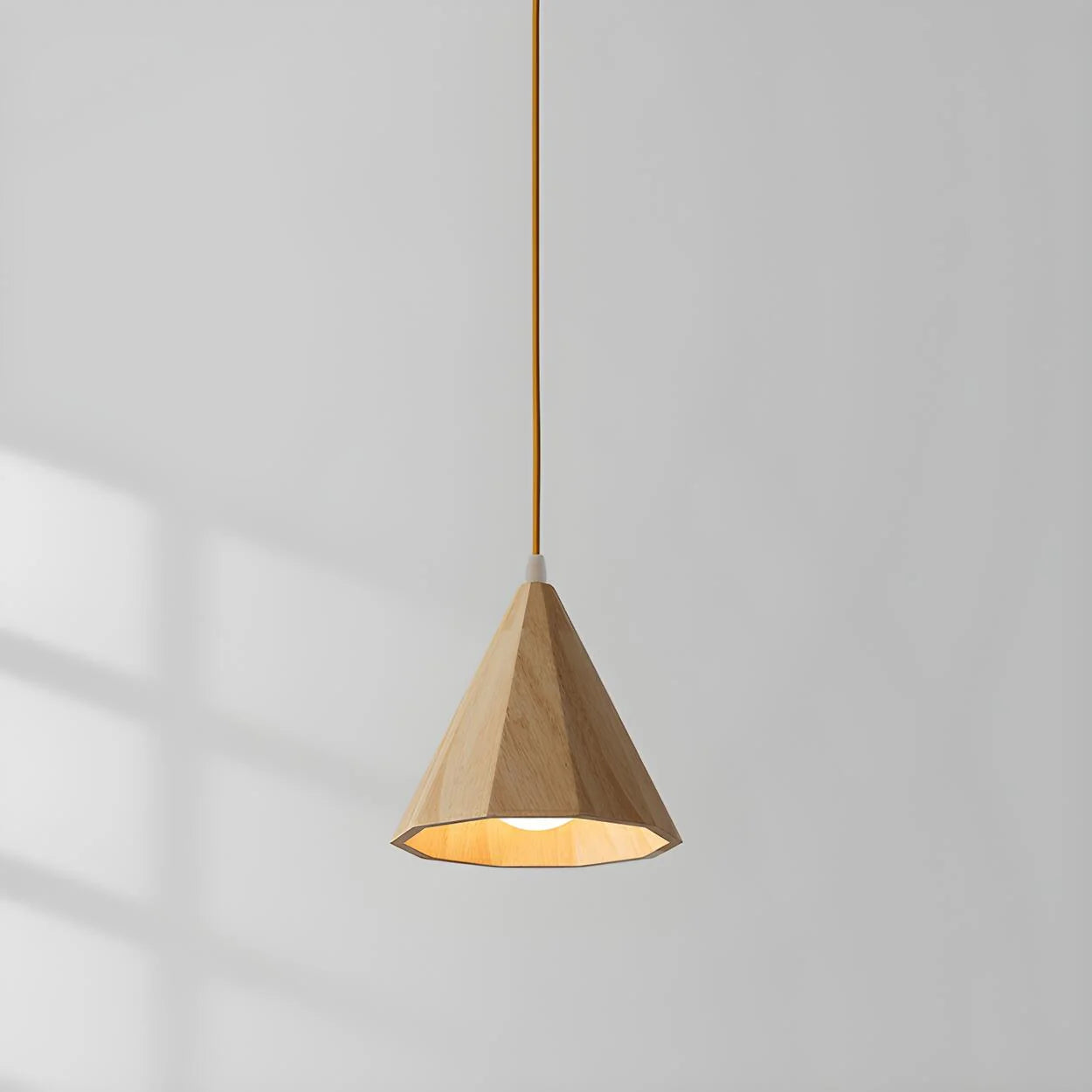 Pendant Lamp Wood Cone Three Head Linear Design LED Compatible