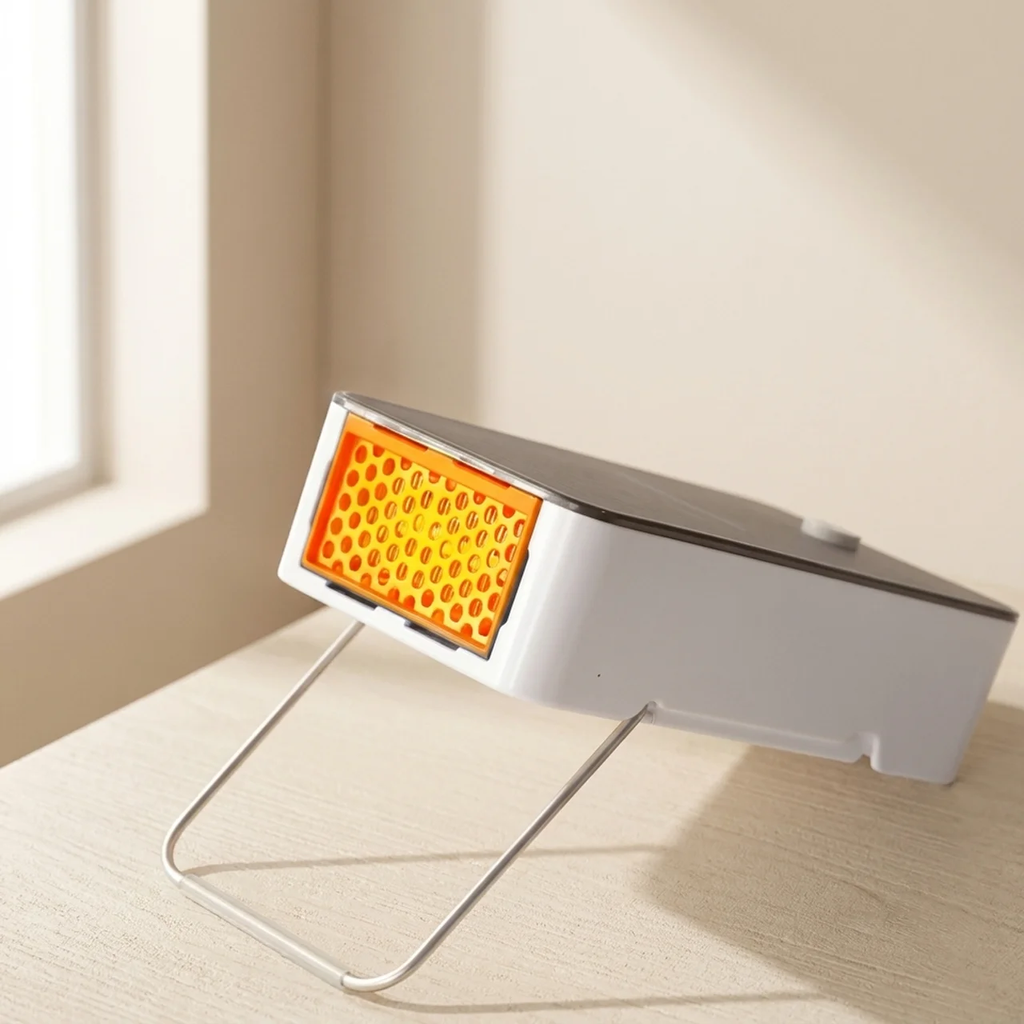 Modern lamp with honeycomb design on a light surface
